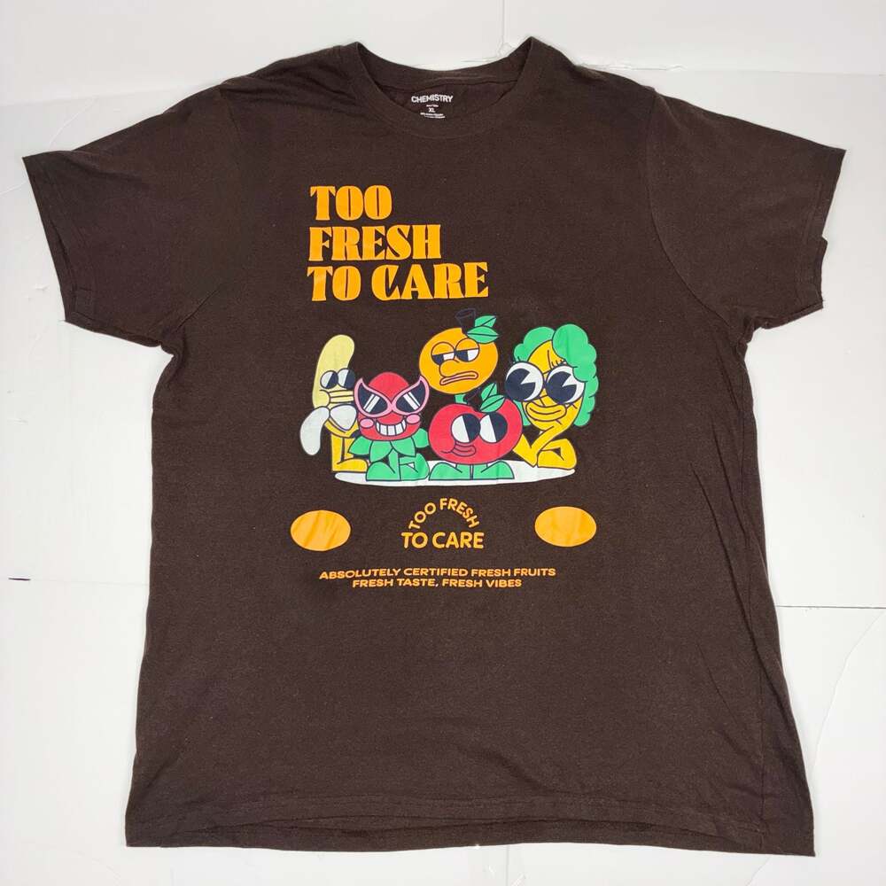 Chemistry 'Too Fresh To Care' Men  Graphic Brown T-Shirt XL